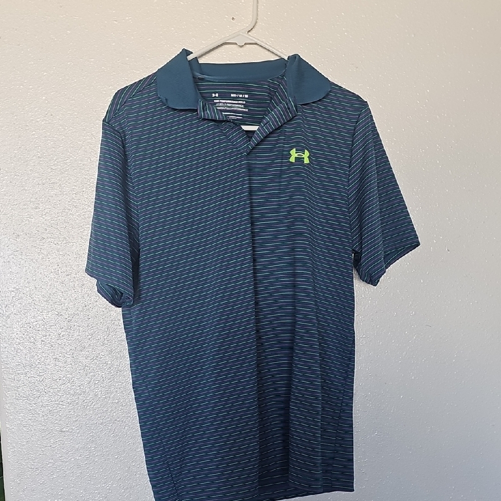 Under Armour Men's Striped Navy Polo